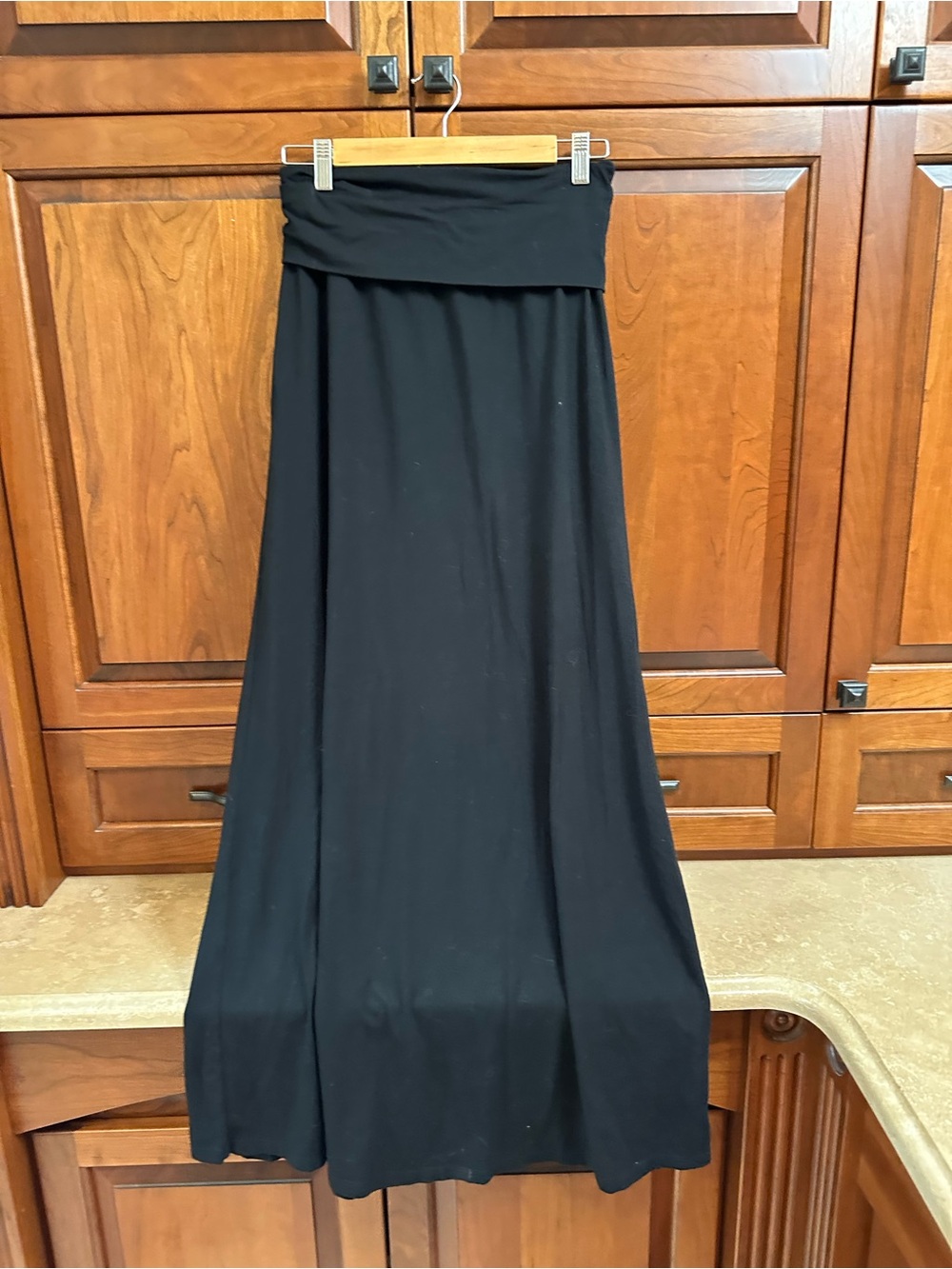 Splendid Black Foldover-Waist Maxi Skirt
